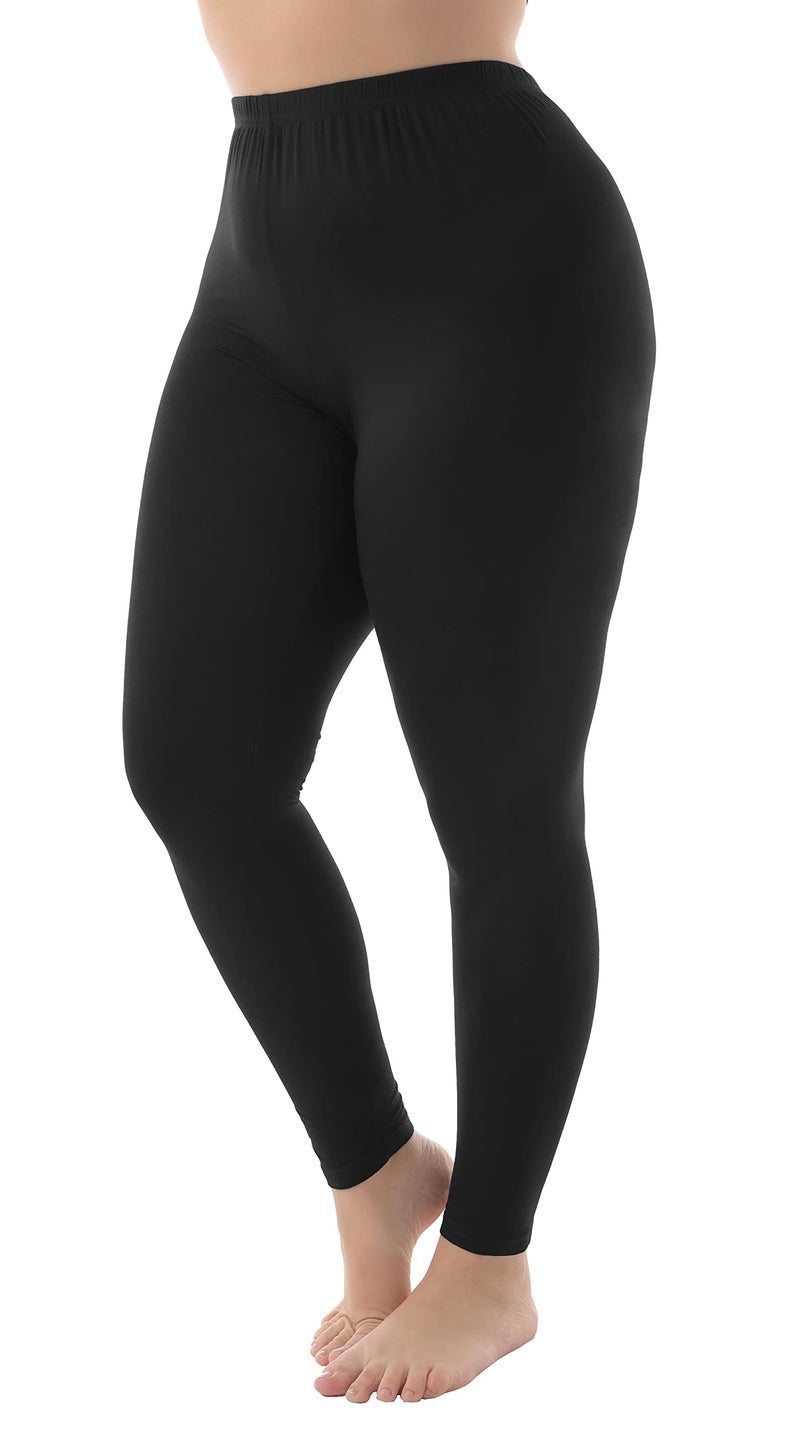 ZERDOCEAN Women's Plus Size Modal Lightweight Full Length Leggings Black 3X - Image 1